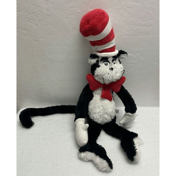 Vintage Dr. Seuss Cat in The Hat Black White Red Stuffed Plush Manhattan Toy  20 - Picture 1 of 8